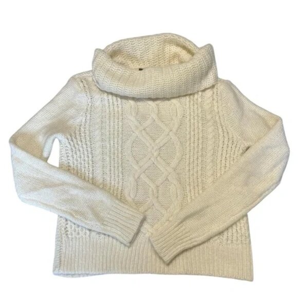 Express Cream Cable Knit Cowl Neck Sweater Wool Mohair Blend in XS - Picture 3 of 8